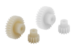 Koła zębate czołowe z tworzywa, moduł 0,7 formowane wtryskowo, zęby proste, kąt przyporu 20°