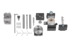 Clamping component sets   for fixating for co-ordinate measuring machines, module